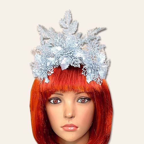 Аксесуар новорічний обідок 52002 Блиск (срібний)