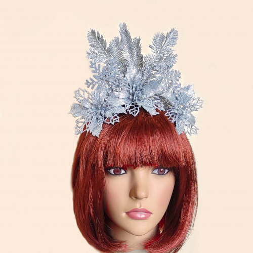 Аксесуар новорічний обідок 52002 Блиск (срібний)