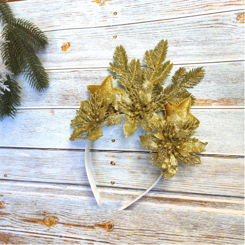 Аксесуар новорічний обідок 52001 Блиск (золотий)