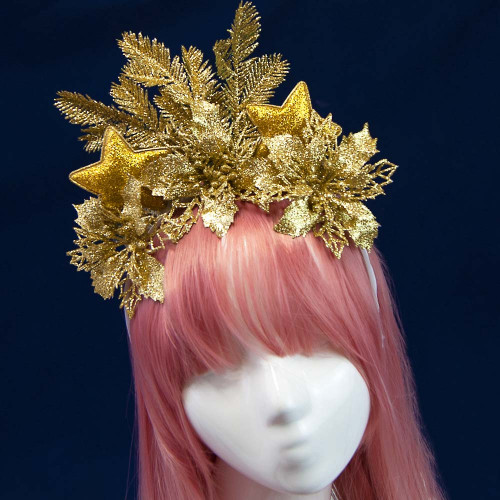 Аксесуар новорічний обідок 52001 Блиск (золотий)