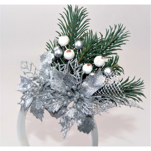 Аксесуар новорічний обідок 52054 Фантазія (срібний)