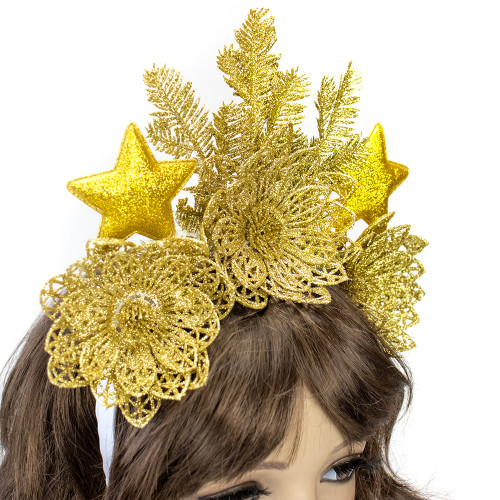 Аксесуар новорічний обідок 52001 Блиск (золотий)