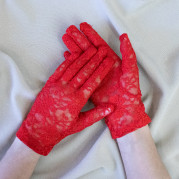 Рукавички мереживні 22см (червоні)
