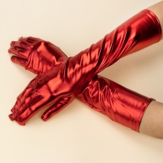 Перчатки атласные длинные (красные)
