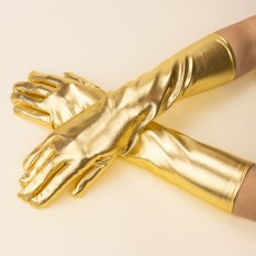 Перчатки атласные длинные (золото)