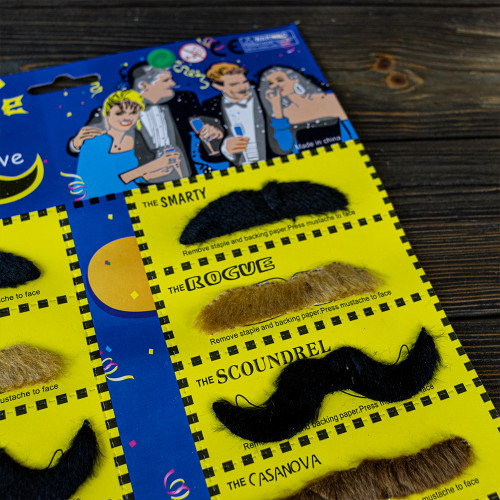 Накладні вуса набір (уп 12шт) (коричневі, чорні, сірі)