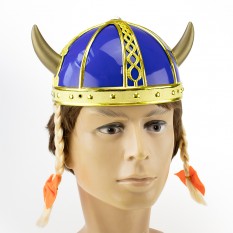 Шлем Викинга с косичками (синий)