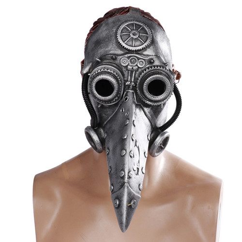Маска Косплей тімпанк Чумний лікар (срібна)