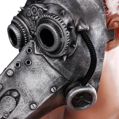 Маска Косплей тімпанк Чумний лікар (срібна)