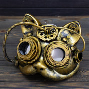 Маска Косплей вінтажна стимпанк Кішка (золота)