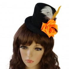 Шляпка Марди Гра с оранжевой розой 8947