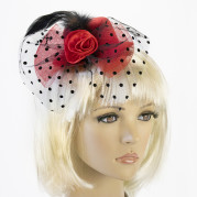 Капелюшок Гламур маленький з трояндою (червоний)