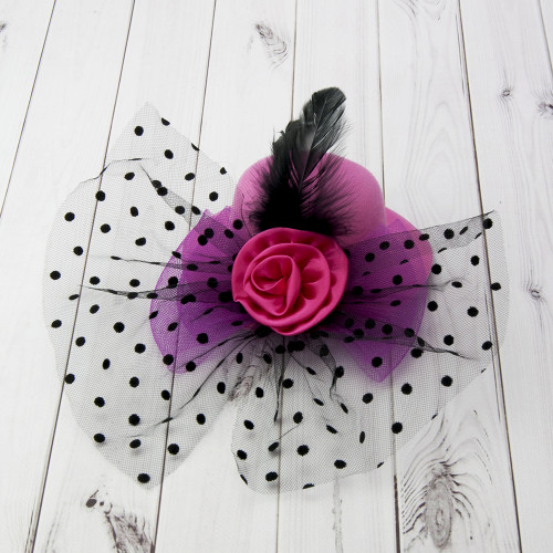 Шляпка Гламур маленькая с розой (розовая)