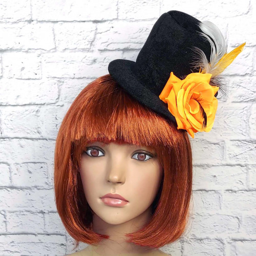 Карнавальний капелюшок на шпильках Жозефіна (помаранчева троянда) 8947