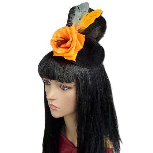 Карнавальний капелюшок на шпильках Жозефіна (помаранчева троянда) 8947