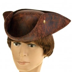 Шляпа Пирата треуголка с заклепками (коричневая  кожаная)