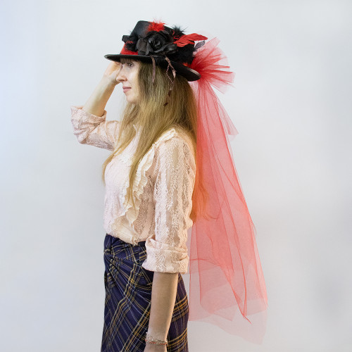 Капелюх Стімпанк Леді Роузвуд 13299 (червоний)