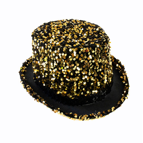 Карнавальная шляпа Блеск ретро с пайетками (золотая)