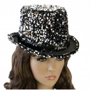 Карнавальная шляпа Блеск ретро с пайетками (серебряная)