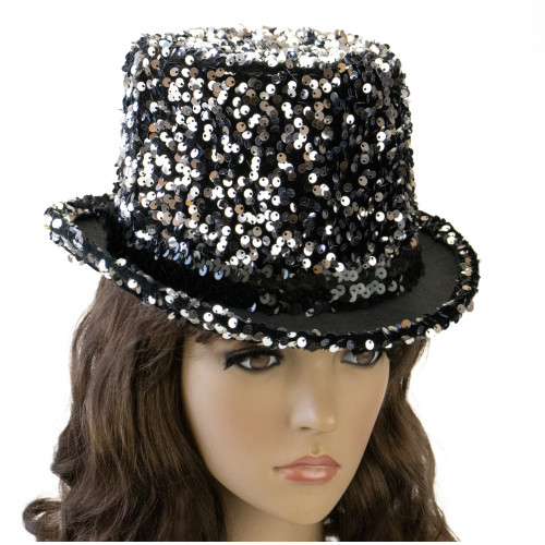 Карнавальная шляпа Блеск ретро с пайетками (серебряная)