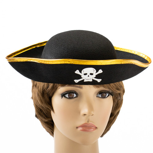 Капелюх дитячий Пірата фетр (чорний з золотим)