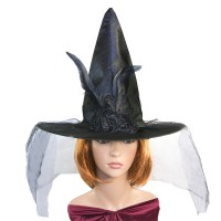 Шляпа Ведьмы атласная (черная)