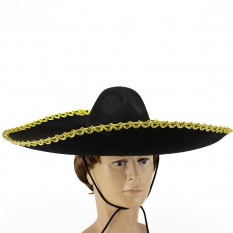 Шляпа Сомбреро Мариачи (черная с золотом)