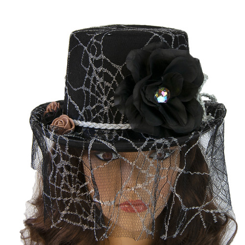 Капелюх Стімпанк Вікторіанська Готика (чорний з білим) 11473