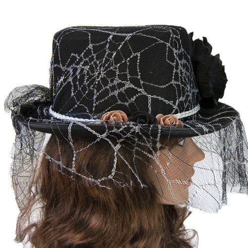Капелюх Стімпанк Вікторіанська Готика (чорний з білим) 11473