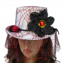 Капелюх Стімпанк Вікторіанська Готика (білий з червоним) 11462
