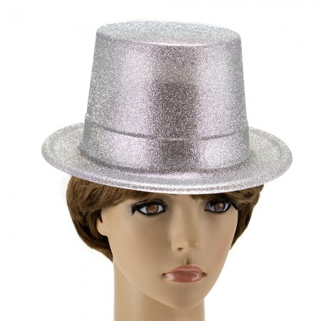 Капелюх Циліндр блискучий (срібний)