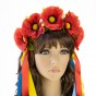 Украинский веночек с лентами на ободке Пава с красными маками 4143
