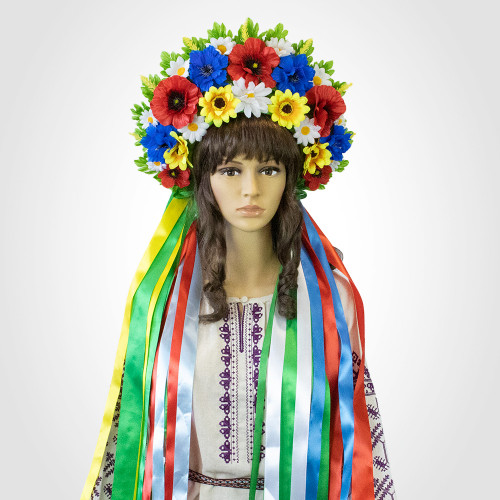 Український вінок високий зі стрічками на голову Маряна (р. 54-60) 13697
