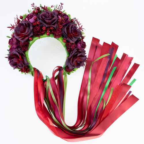 Український вінок високий зі стрічками на голову Ведана 13701