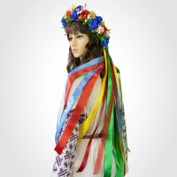 Український віночок об'ємний зі стрічками на голову Цвєтана 13703