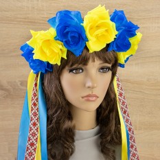 Украинский веночек на ободке Власта 13448 (желтый с синим)