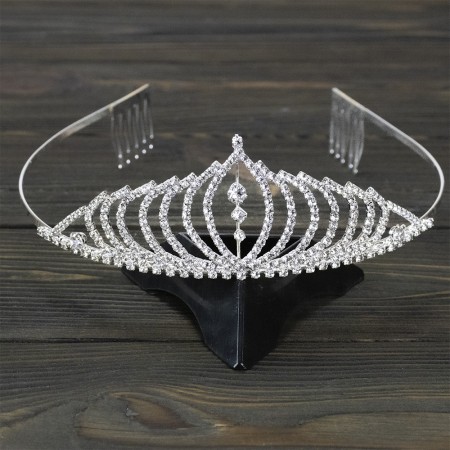 Диадема со стразами металлическая 13836