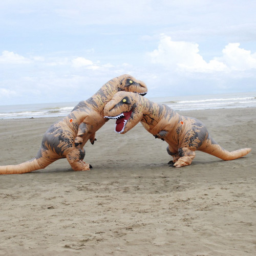 Надувний костюм Тіранозавр (коричневий)