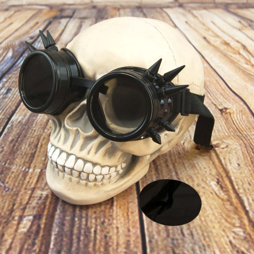 Окуляри Стимпанк Гогли Преміум з шипами (чорні)