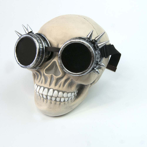 Очки Стимпанк Гогглы Премиум с шипами (серебро антик)