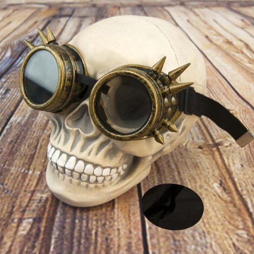 Очки Стимпанк Гогглы Премиум с шипами (золото антик)