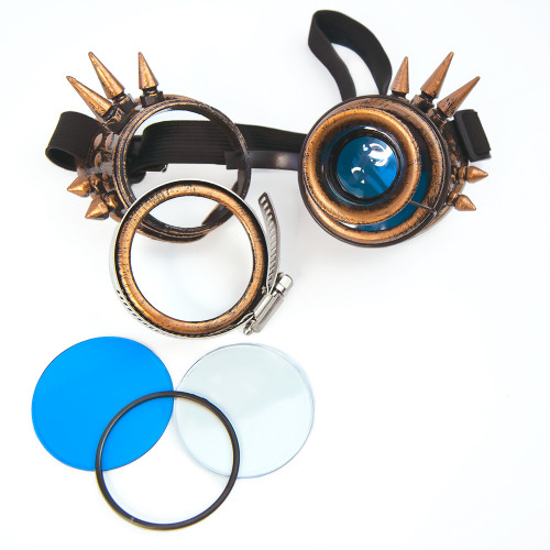 Очки Стимпанк Гогглы с монокуляром (бронза антик) F-W405