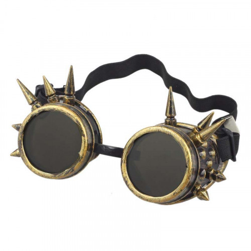 Очки Стимпанк Гогглы Премиум с шипами (золото антик)