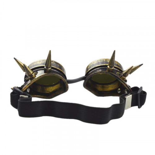 Очки Стимпанк Гогглы Премиум с шипами (золото антик)