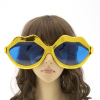 Очки Гигант Губы Металлик (золотые)