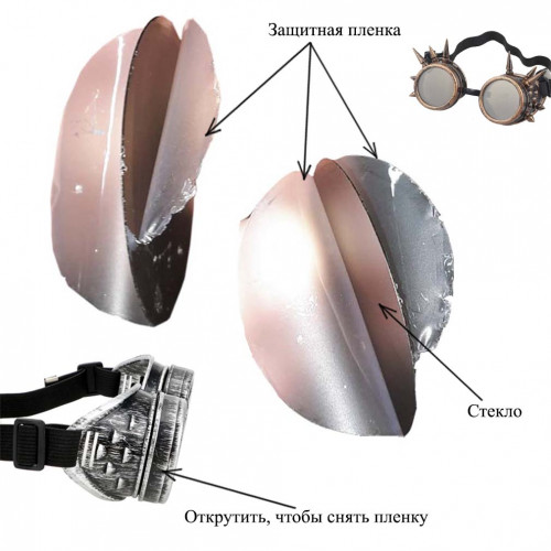 Окуляри Стимпанк Гогли Преміум (чорні)