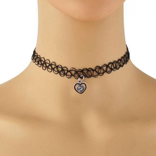 Тату чокер з серцем (кольє, браслет, кільце)