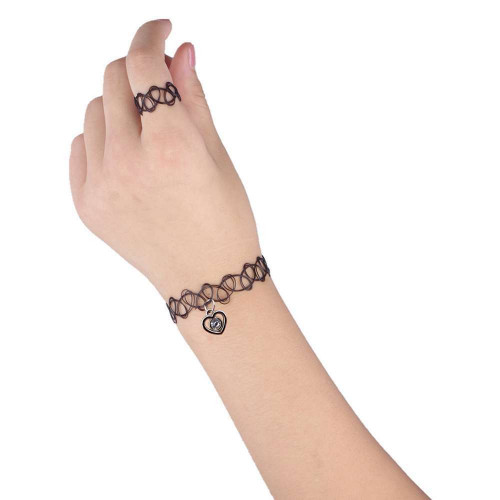 Тату чокер з серцем (кольє, браслет, кільце)