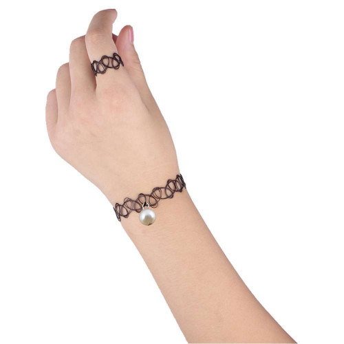 Тату чокер із перлами (кольє, браслет, кільце)