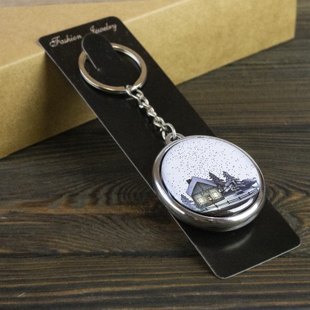 Брелок 6852 об'ємний Різдвяний будиночок у лісі